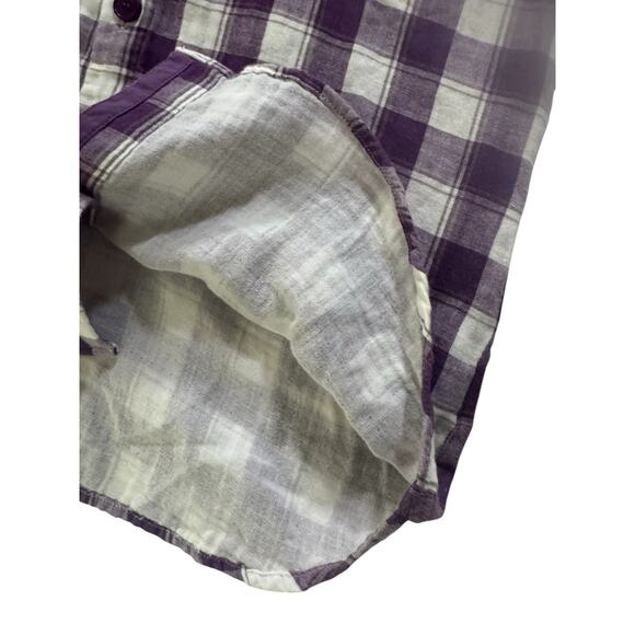 Volcom Womens Medium Cotton Purple Plaid Luna Long Sleeve Button Top #5650 - Picture 13 of 15